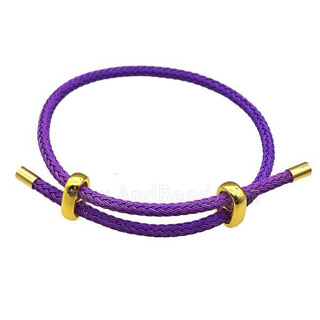 Purple Tiger Tail Steel Bracelet Adjustable