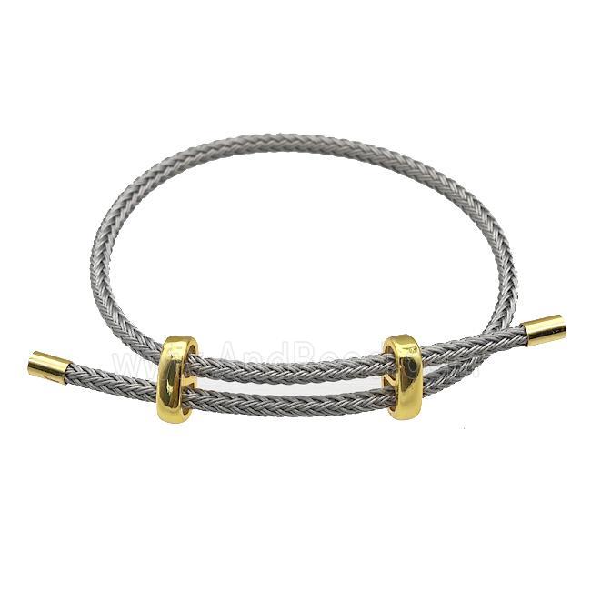 Gray Tiger Tail Steel Bracelet Adjustable