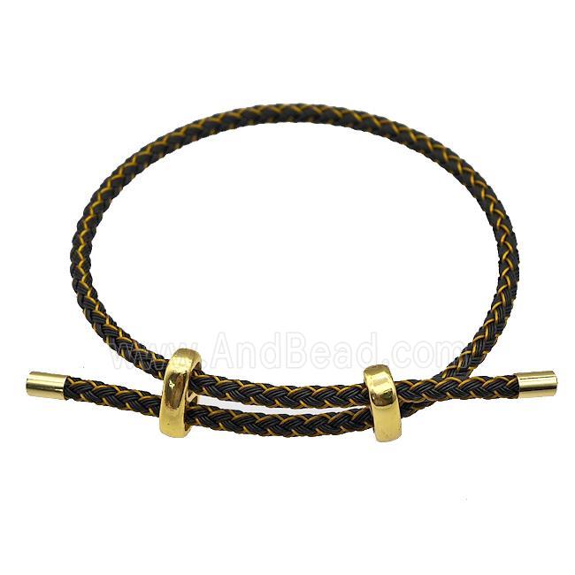 Black Golden Tiger Tail Steel Bracelet Adjustable
