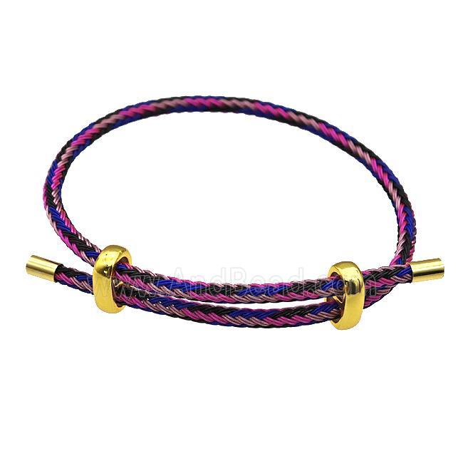 Multicolor Tiger Tail Steel Bracelet, adjustable