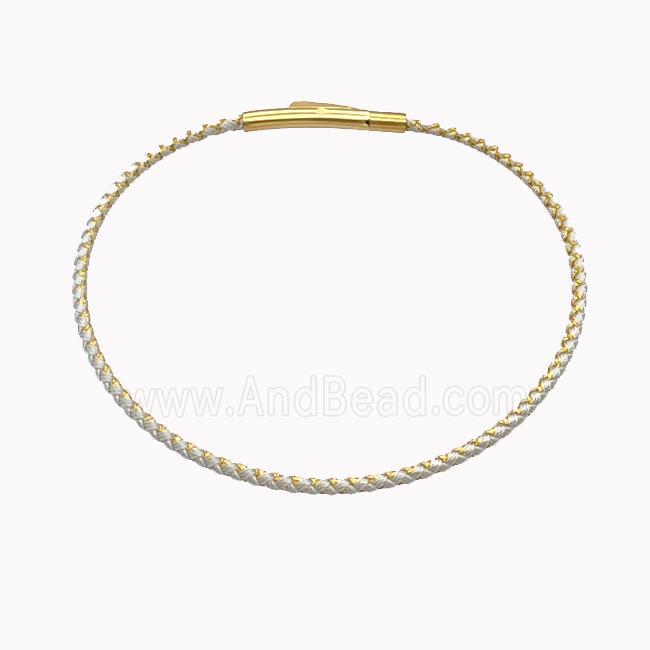White Nylon Cord Bracelet With Stainless Steel Clasp