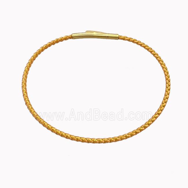 Golden Nylon Cord Bracelet With Stainless Steel Clasp