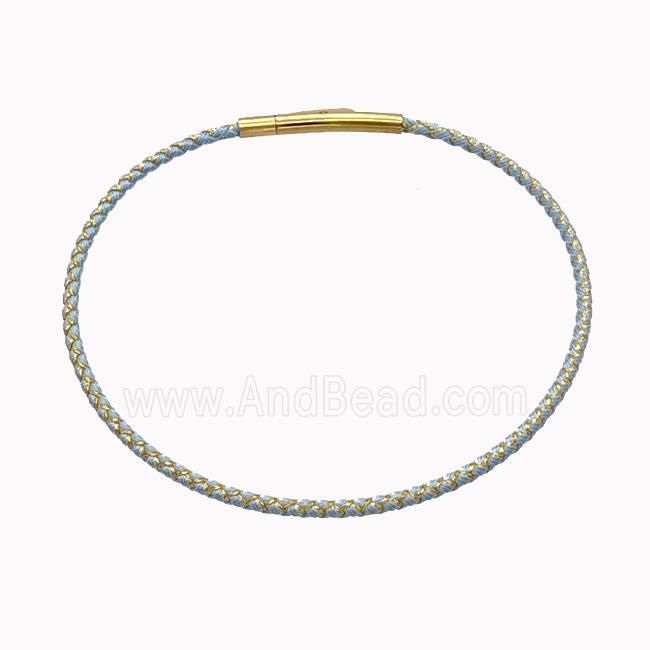Lt.blue Nylon Cord Bracelet With Stainless Steel Clasp