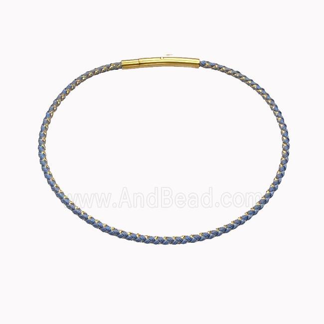 Blue Nylon Cord Bracelet With Stainless Steel Clasp