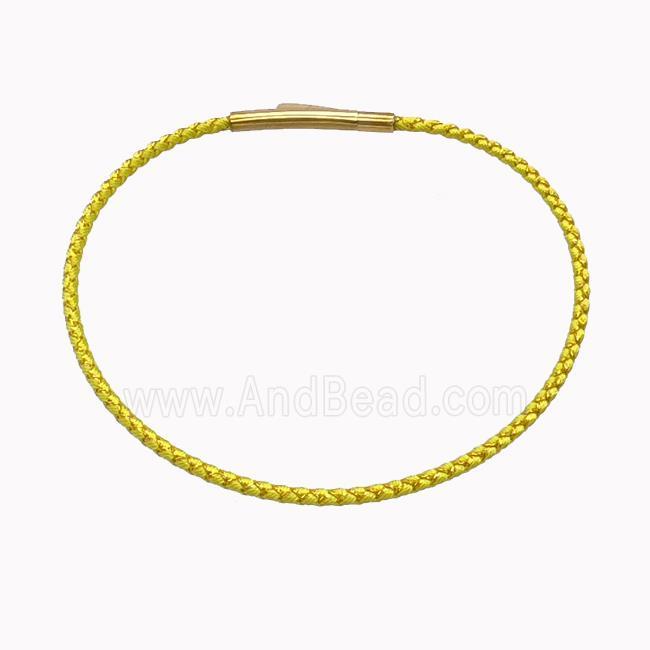 Yellow Nylon Cord Bracelet With Stainless Steel Clasp