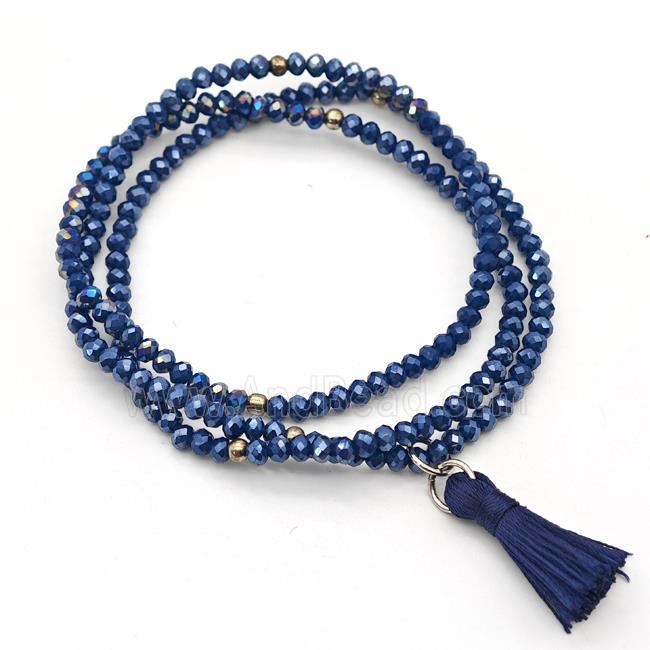 Blue Chinese Crystal Glass Bracelets Stretchy