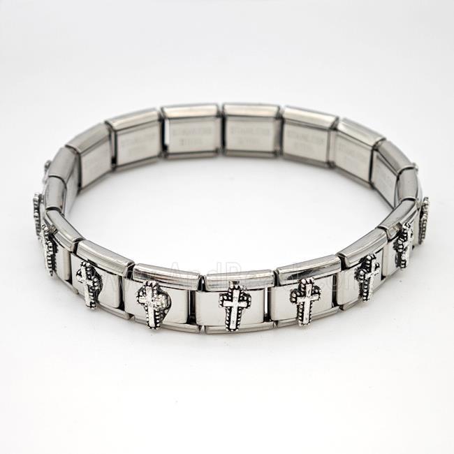 Stainless Steel Module Bracelet Cross