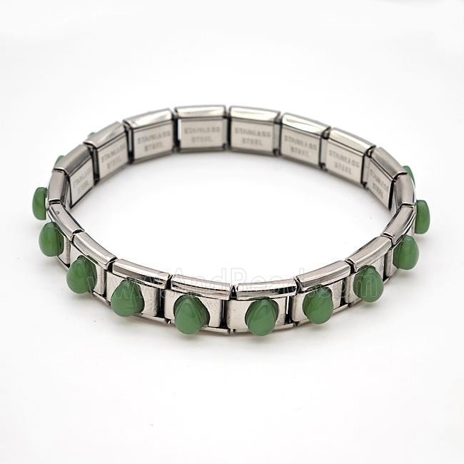 Raw Stainless Steel Module Bracelet Pave Resin