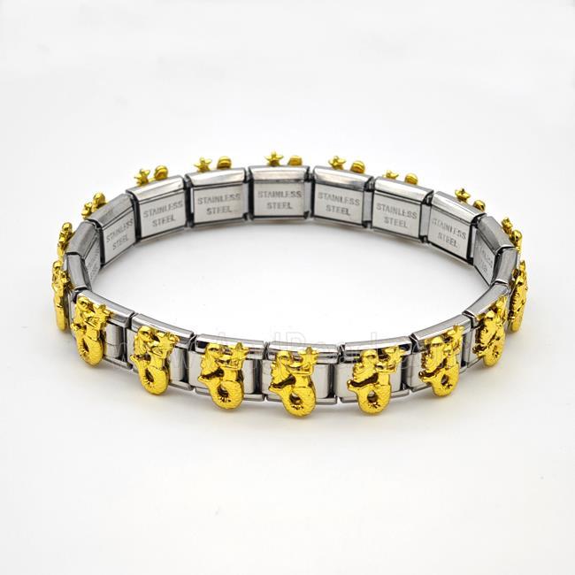 Raw Stainless Steel Module Bracelet Pave Alloy Mermaid