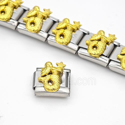 Raw Stainless Steel Module Bracelet Pave Alloy Mermaid