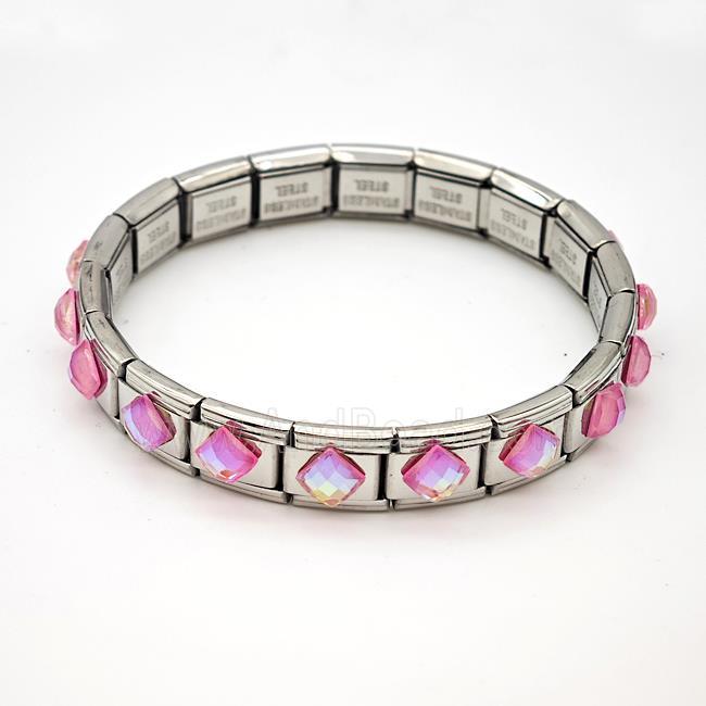 Raw Stainless Steel Module Bracelet Pave Acrylic