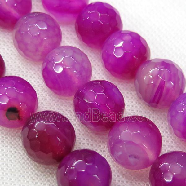 faceted round hotpink Agate Beads