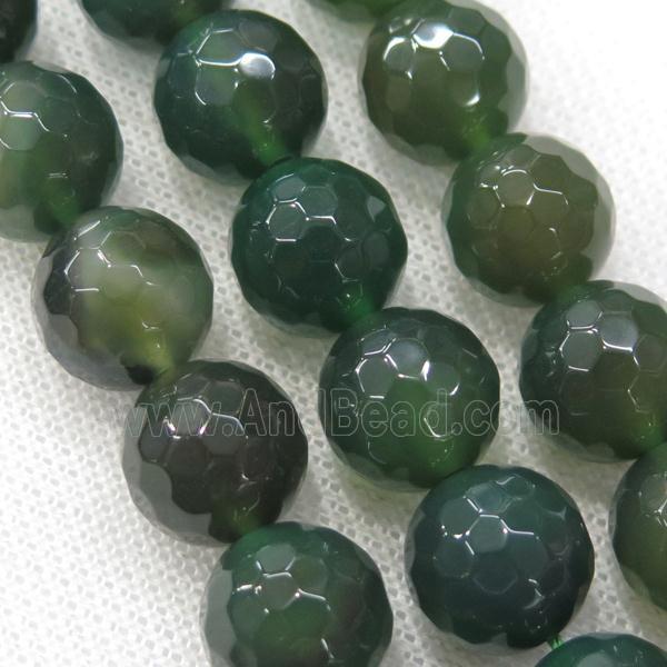 green Agate Beads, faceted round