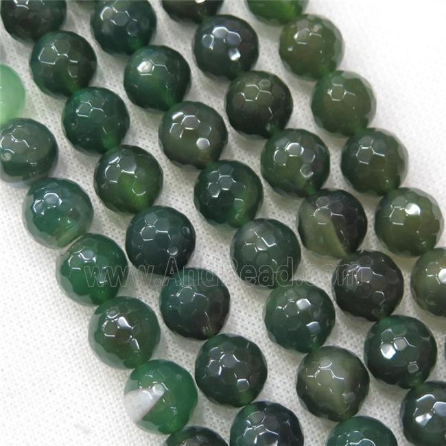 green Agate Beads, faceted round