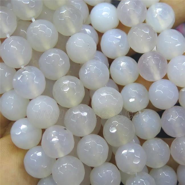white Agate Beads, faceted round