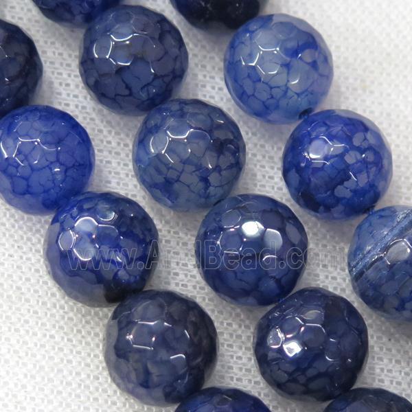 blue Veins Agate Beads, faceted round