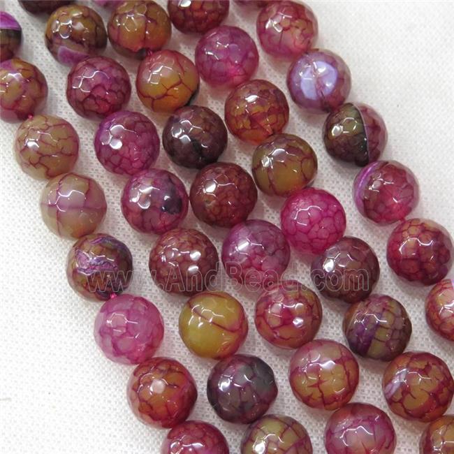 red veins Agate beads, faceted round
