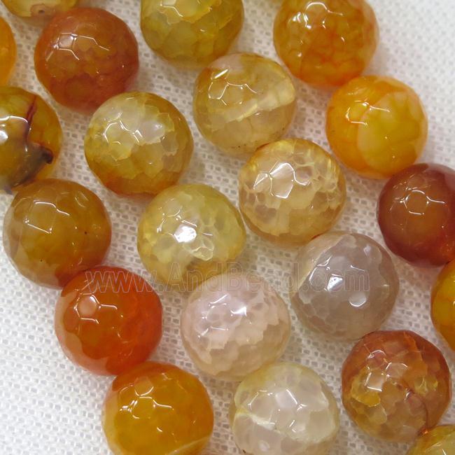 orange crackle Agate Beads, faceted round