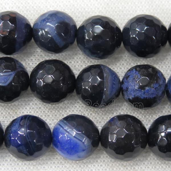 blue Druzy Agate beads, faceted round