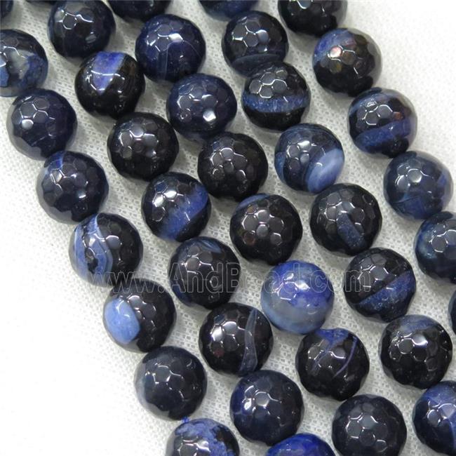 blue Druzy Agate beads, faceted round