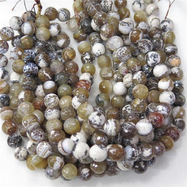 coffee Fire Agate Beads, faceted round