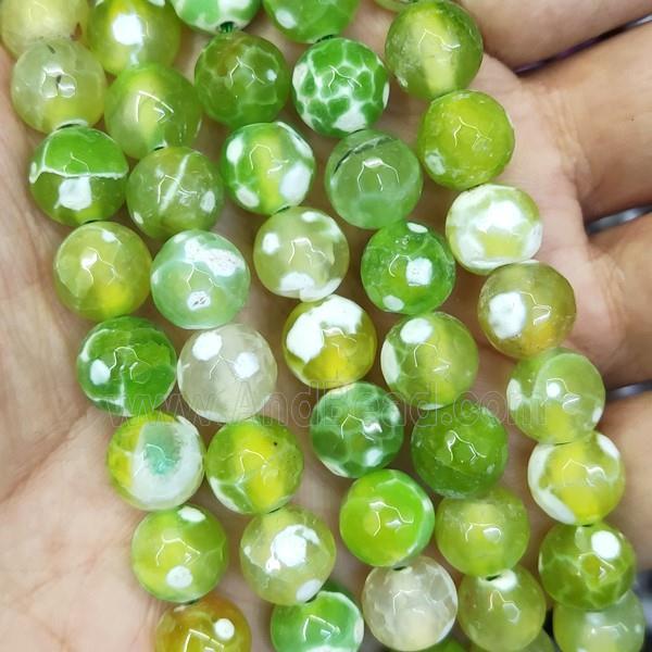 olive Fire Agate Beads, faceted round