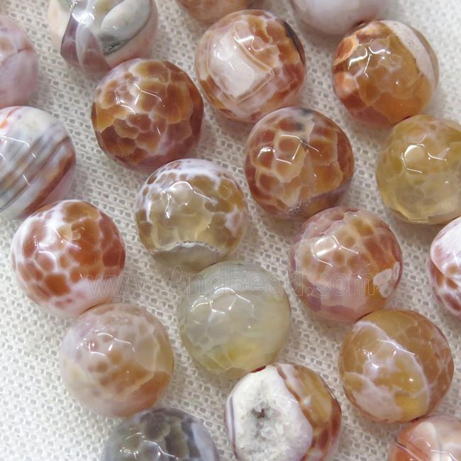 lt.red Fire Agate Beads, faceted round