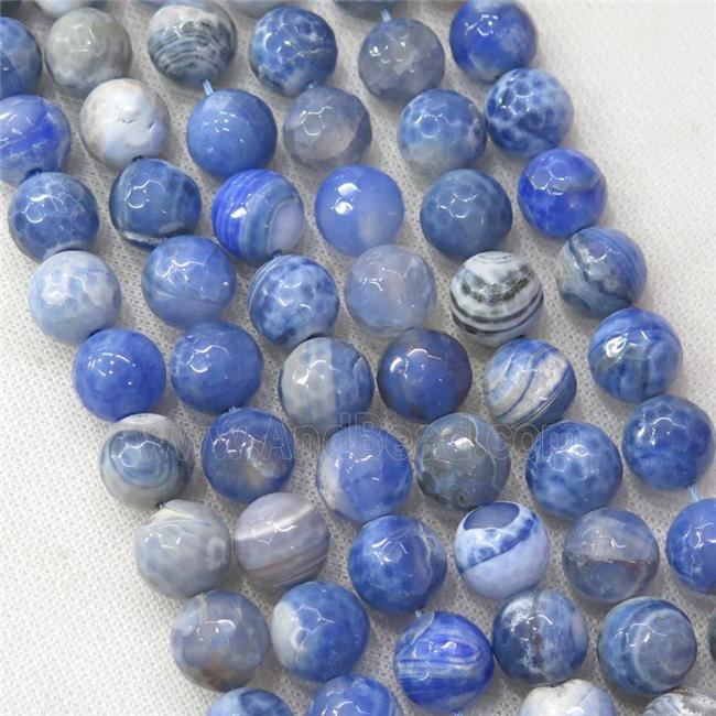 blue Fire Agate Beads, faceted round