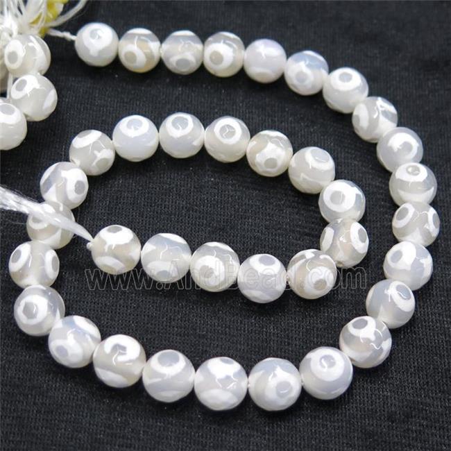 faceted round Tibetan Agate Beads, eye