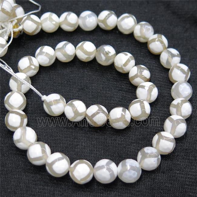faceted round Tibetan Agate Beads, football