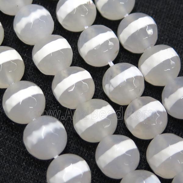 faceted round Tibetan Agate Beads, line