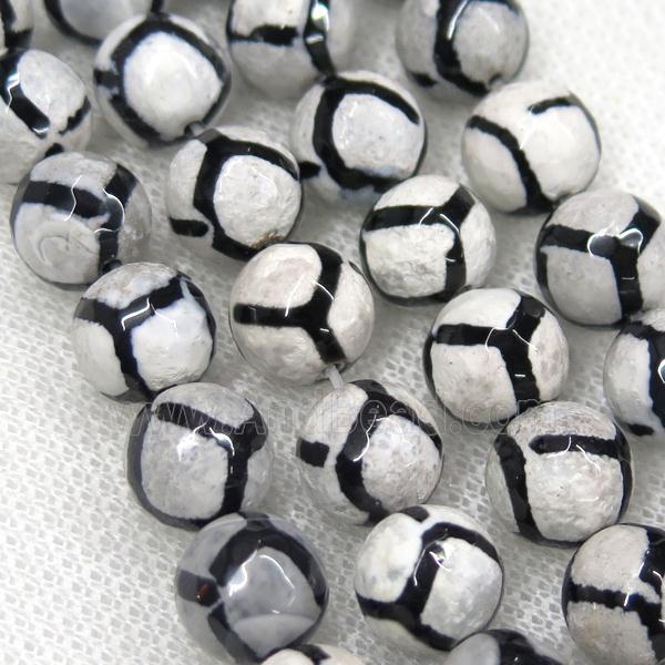 faceted round Tibetan Agate Beads, football