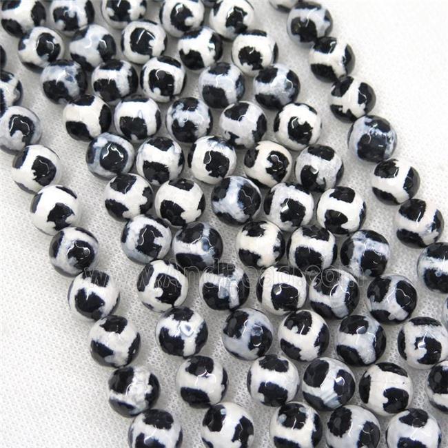 faceted round Tibetan Agate Beads, football