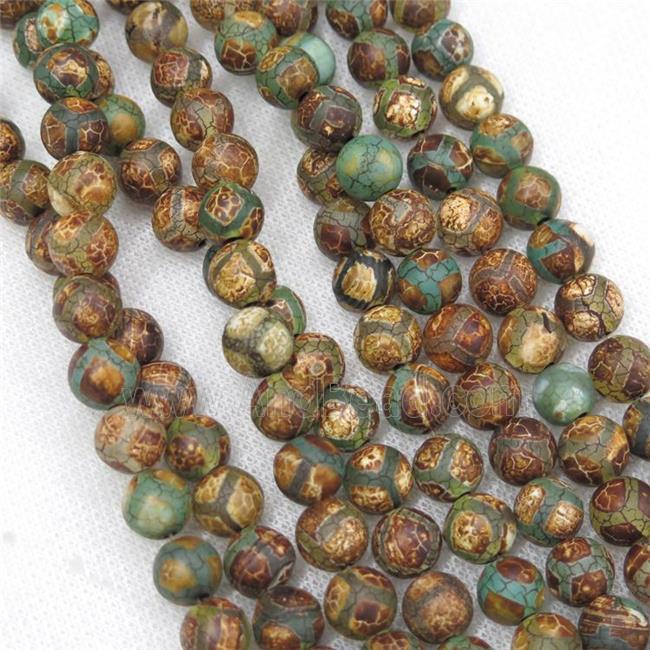 round green crackle Tibetan Agate Beads, football