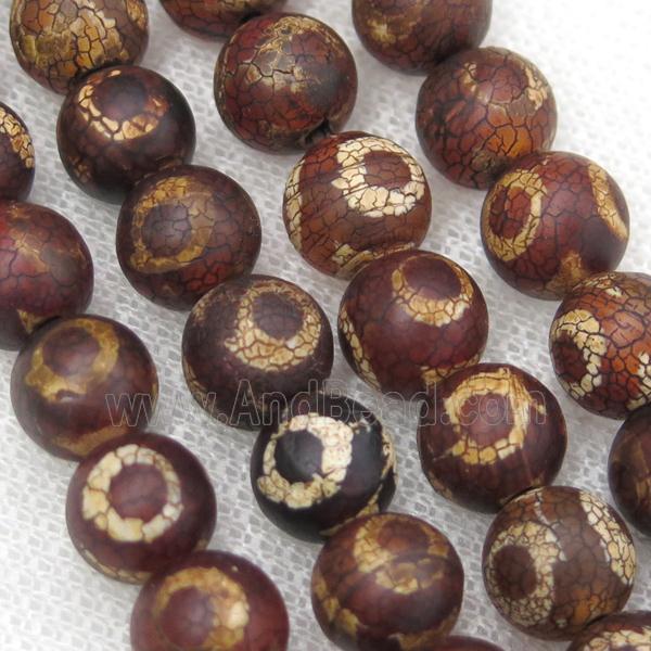 round crackle Tibetan Agate Beads, line, antique red