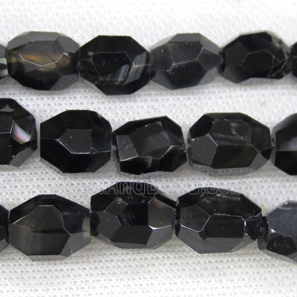 natural black Agate nugget beads, freeform