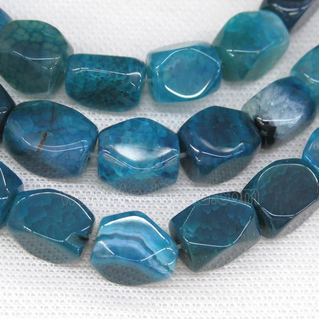 aqua Agate beads, faceted cuboid