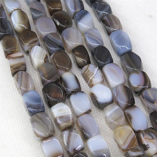 whiteblack Agate beads, faceted cuboid