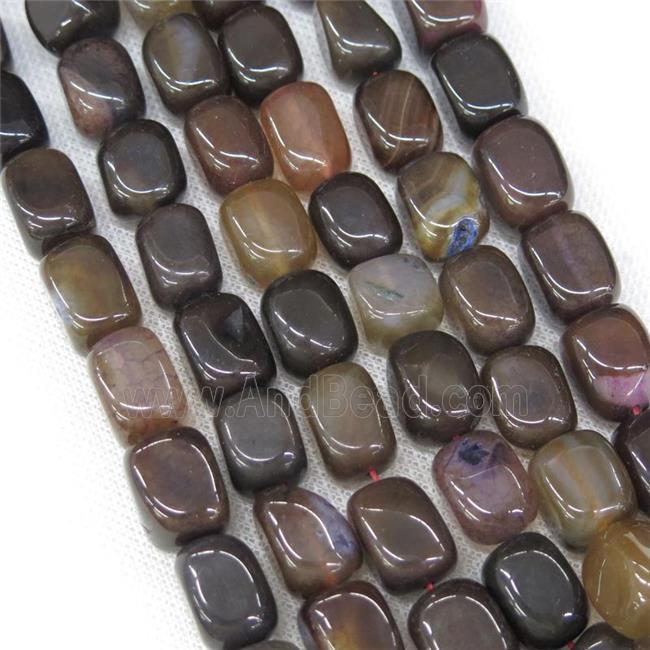 coffee Agate beads, faceted cuboid