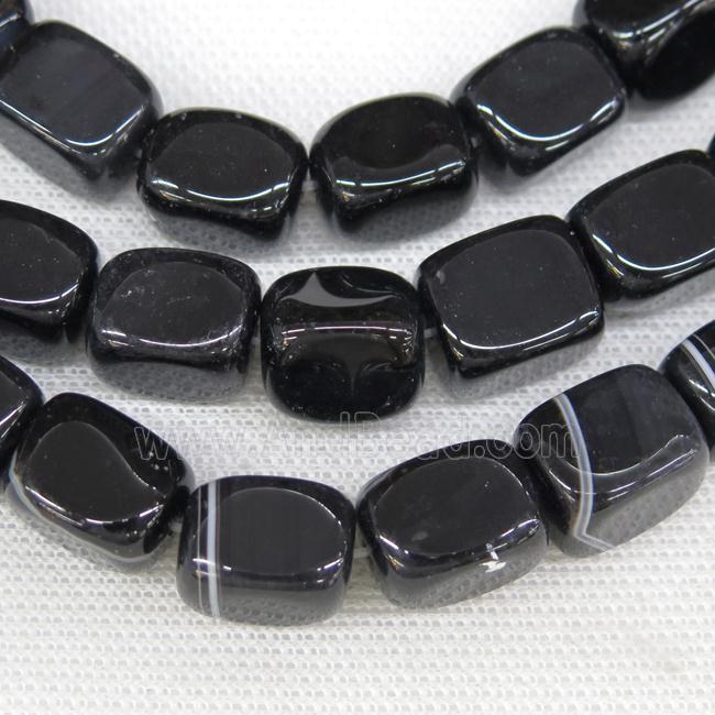 black Agate beads, faceted cuboid