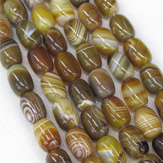 coffee stripe Agate barrel beads