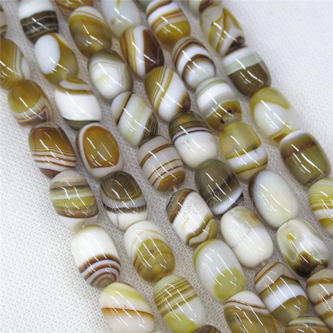 coffee stripe Agate barrel beads
