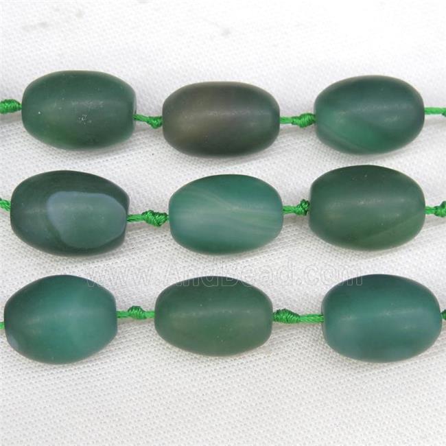 natural green Agate barrel beads, matte