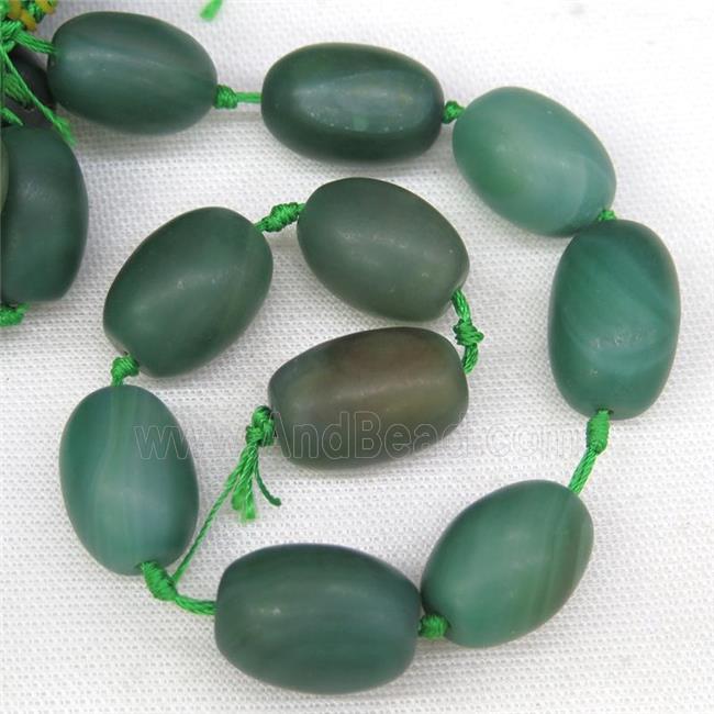 natural green Agate barrel beads, matte