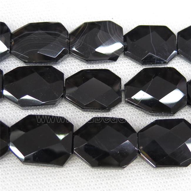 natural black Onyx Agate slab beads, faceted freeform