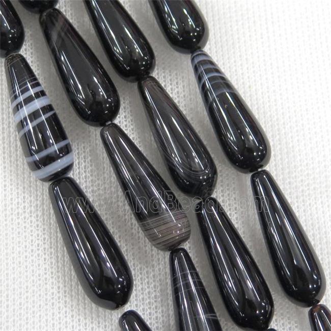 black stripe Agate teardrop beads