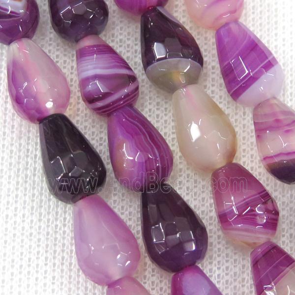 purple stripe Agate beads, faceted teardrop