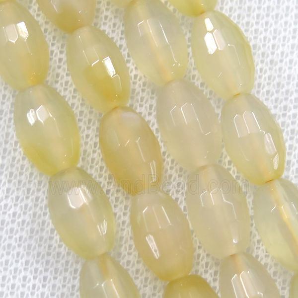 lt.yellow Agate beads, faceted barrel