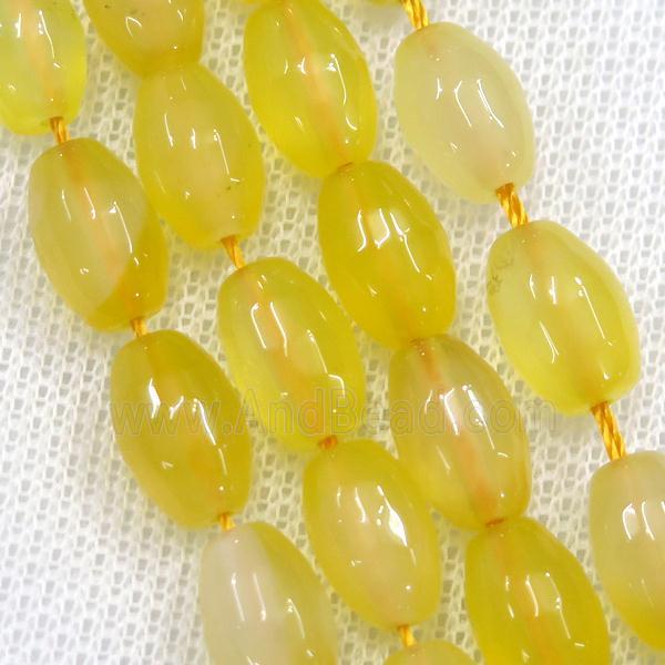 yellow Agate beads, faceted barrel