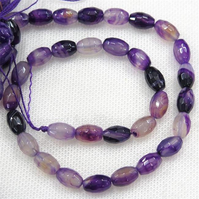 purple Agate beads, faceted barrel